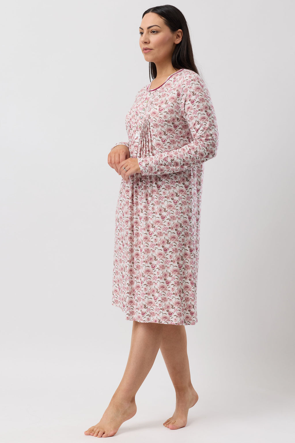 Yuu Bloom Pleat Viscose Short Nightie -Bordeaux(S/M/L/XL)