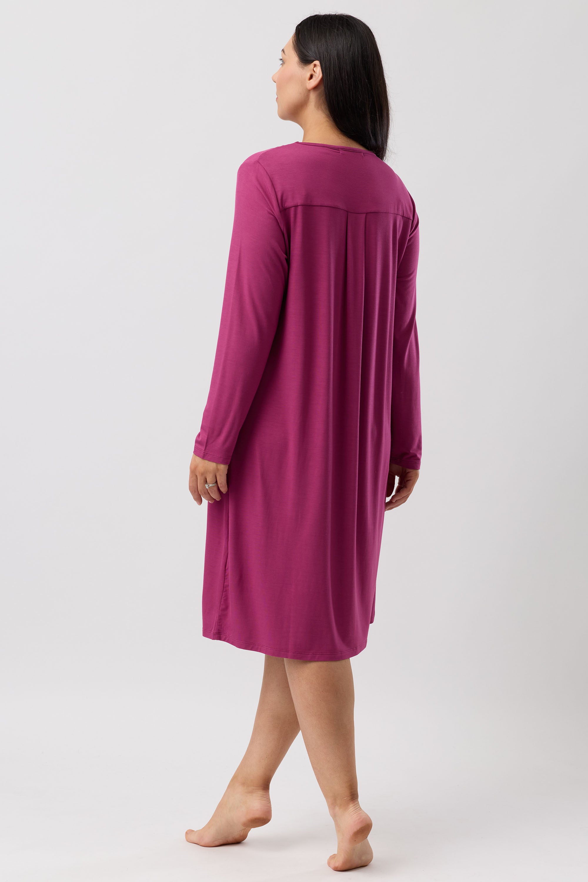 Yuu Diamond Pleat Viscose Knit Nightie -Bordeaux(M/L/XL)