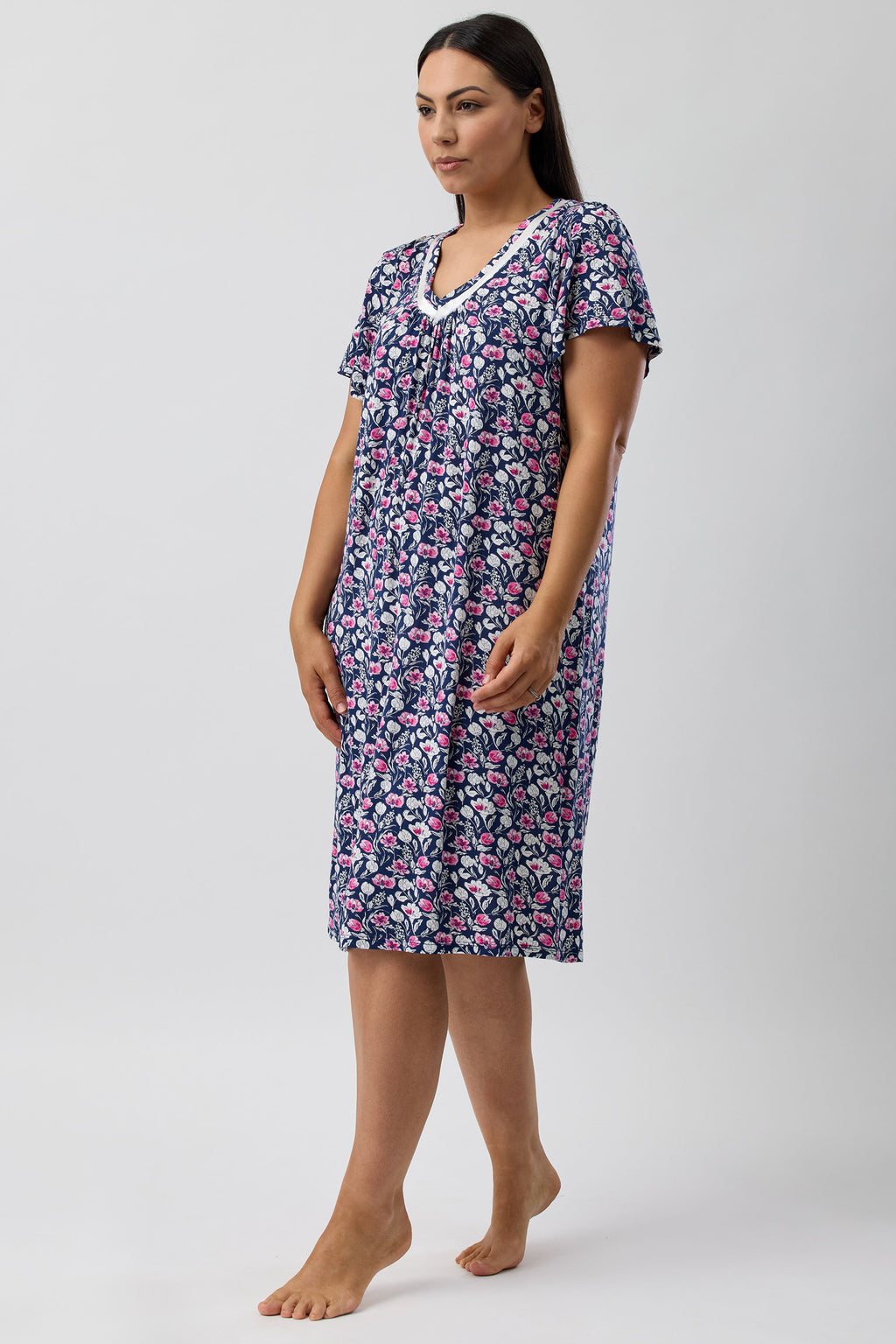 Yuu Camillia Viscose Knit Short Nightie -Navy(S/M/XL)