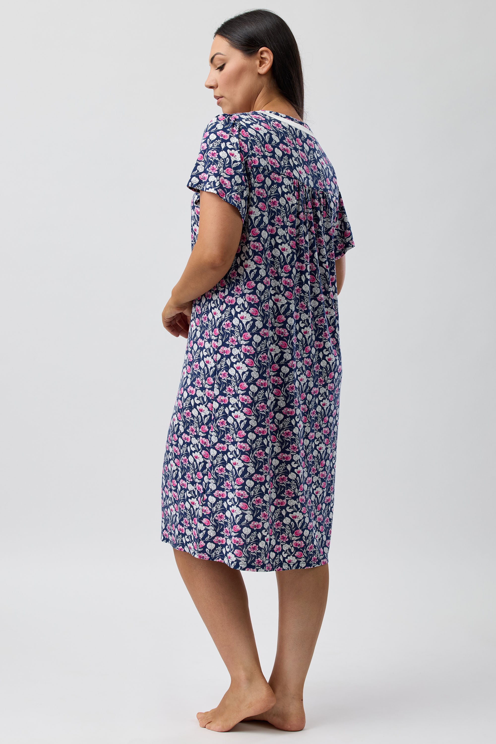 Yuu Camillia Viscose Knit Short Nightie -Navy(S/M/XL)