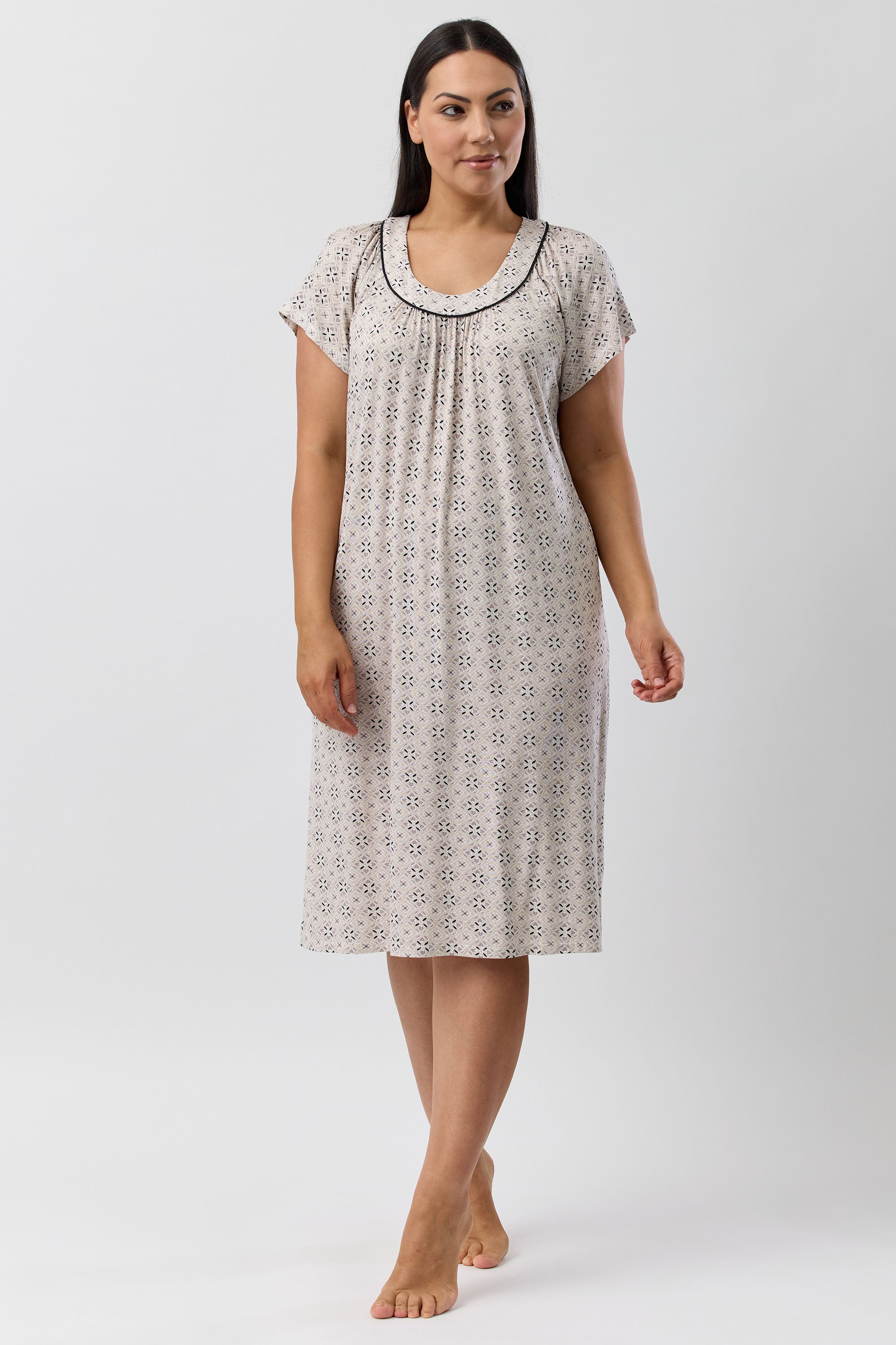 Yuu Kenya Viscose Knit Short Nightie -Sandstone(M/L/XL)