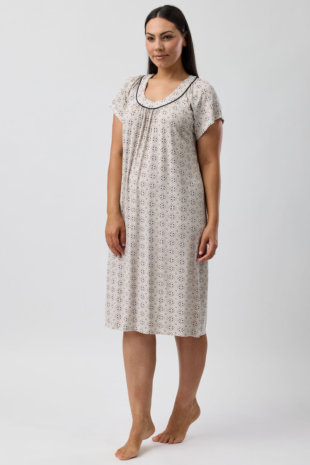 Yuu Kenya Viscose Knit Short Nightie -Sandstone(M/L/XL)