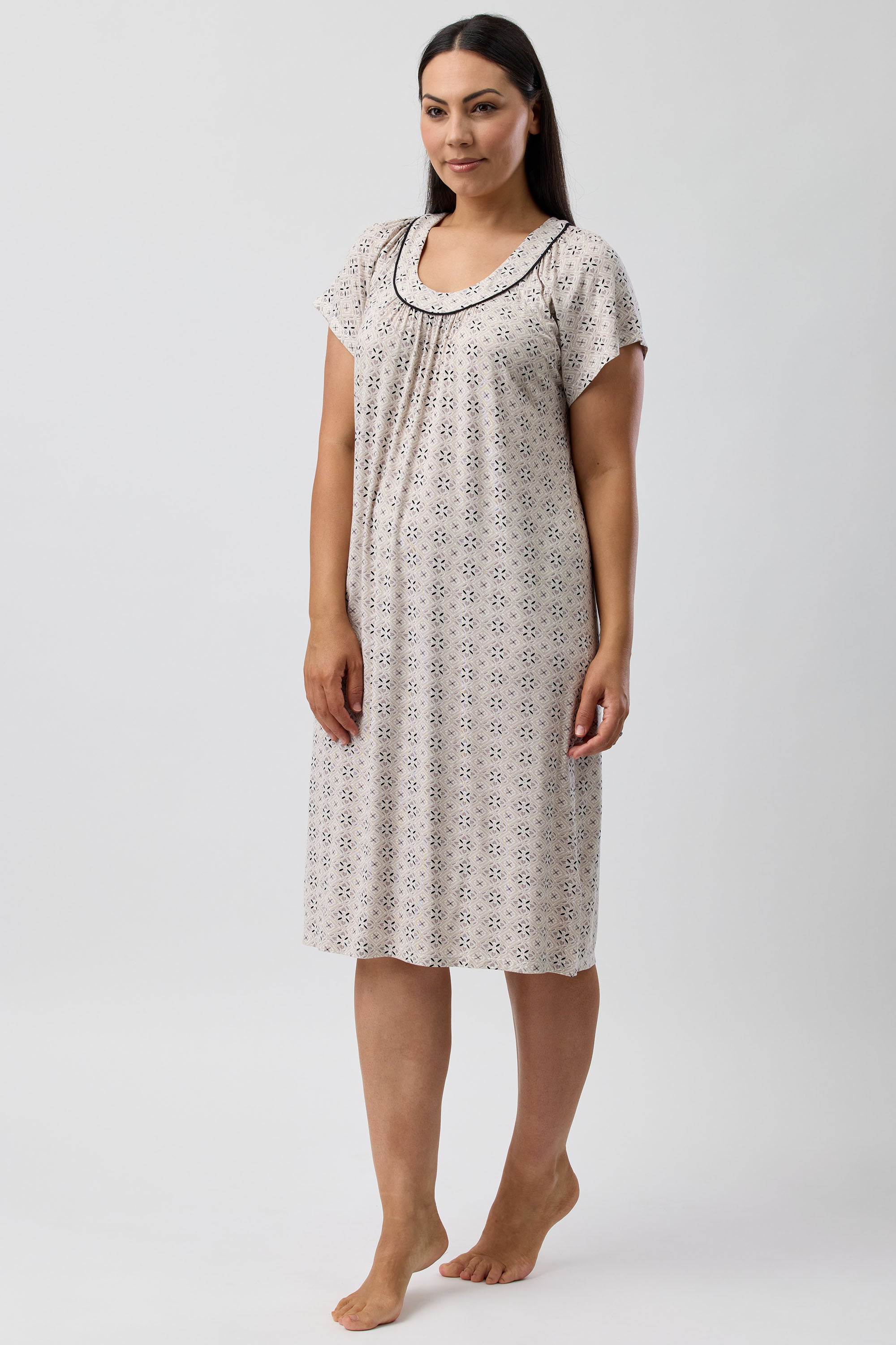 Yuu Kenya Viscose Knit Short Nightie -Sandstone(M/L/XL)