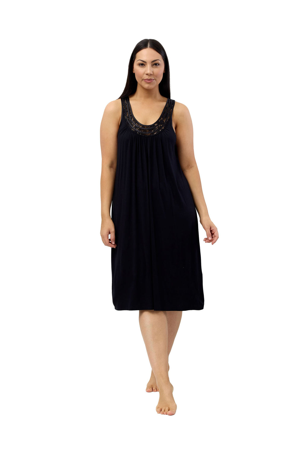 Yuu Viscose Knit Lace Chemise -Black(L & XL)