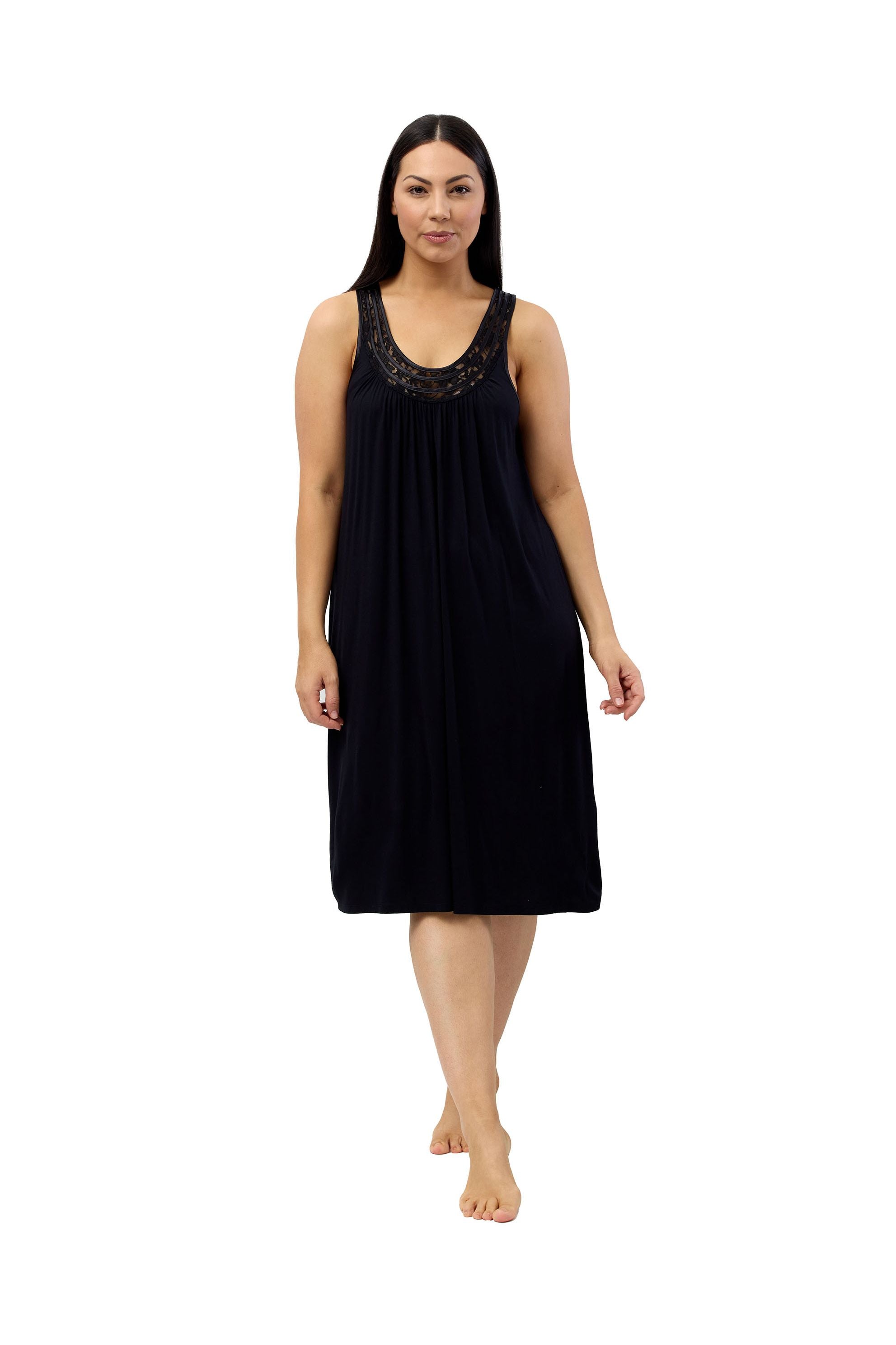 Yuu Viscose Knit Lace Chemise -Black(L & XL)