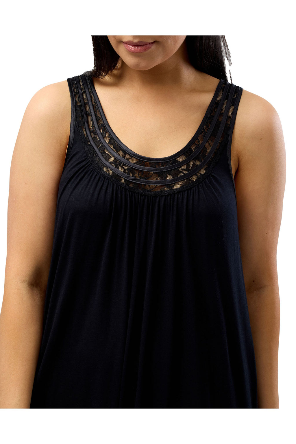 Yuu Viscose Knit Lace Chemise -Black(L & XL)