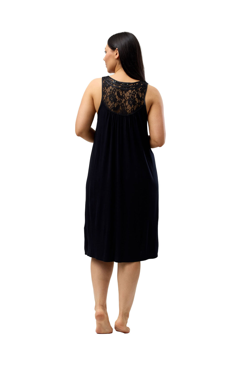Yuu Viscose Knit Lace Chemise -Black(L & XL)