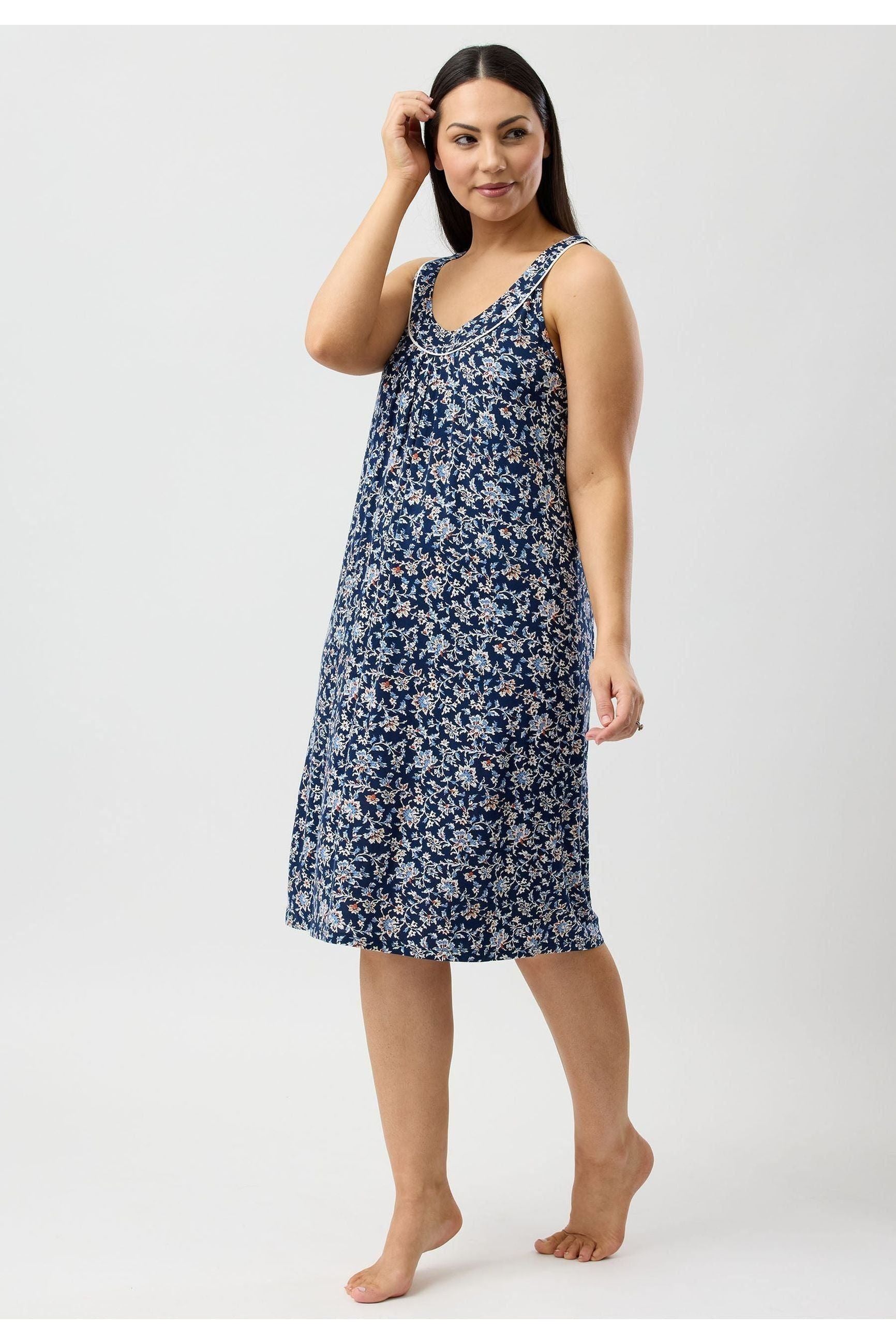 -Yuu Java Viscose Knit Short Nightie -Navy(S & 2X)