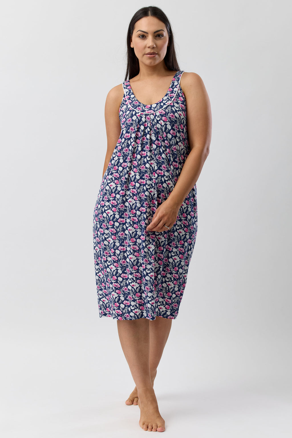 Yuu Camillia Viscose Knit Short Nightie -Navy(M & 2X)