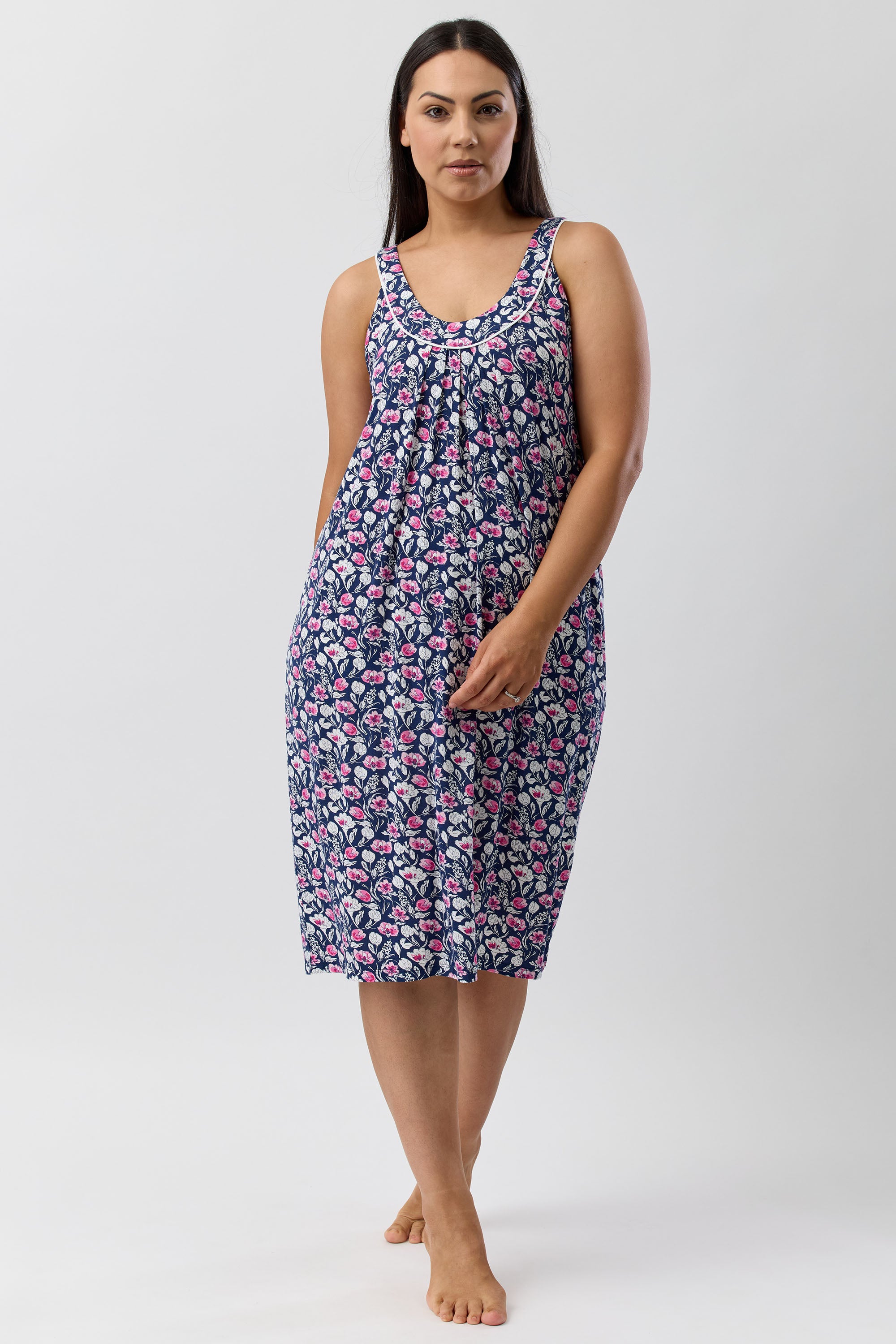 Yuu Camillia Viscose Knit Short Nightie -Navy(M & 2X)