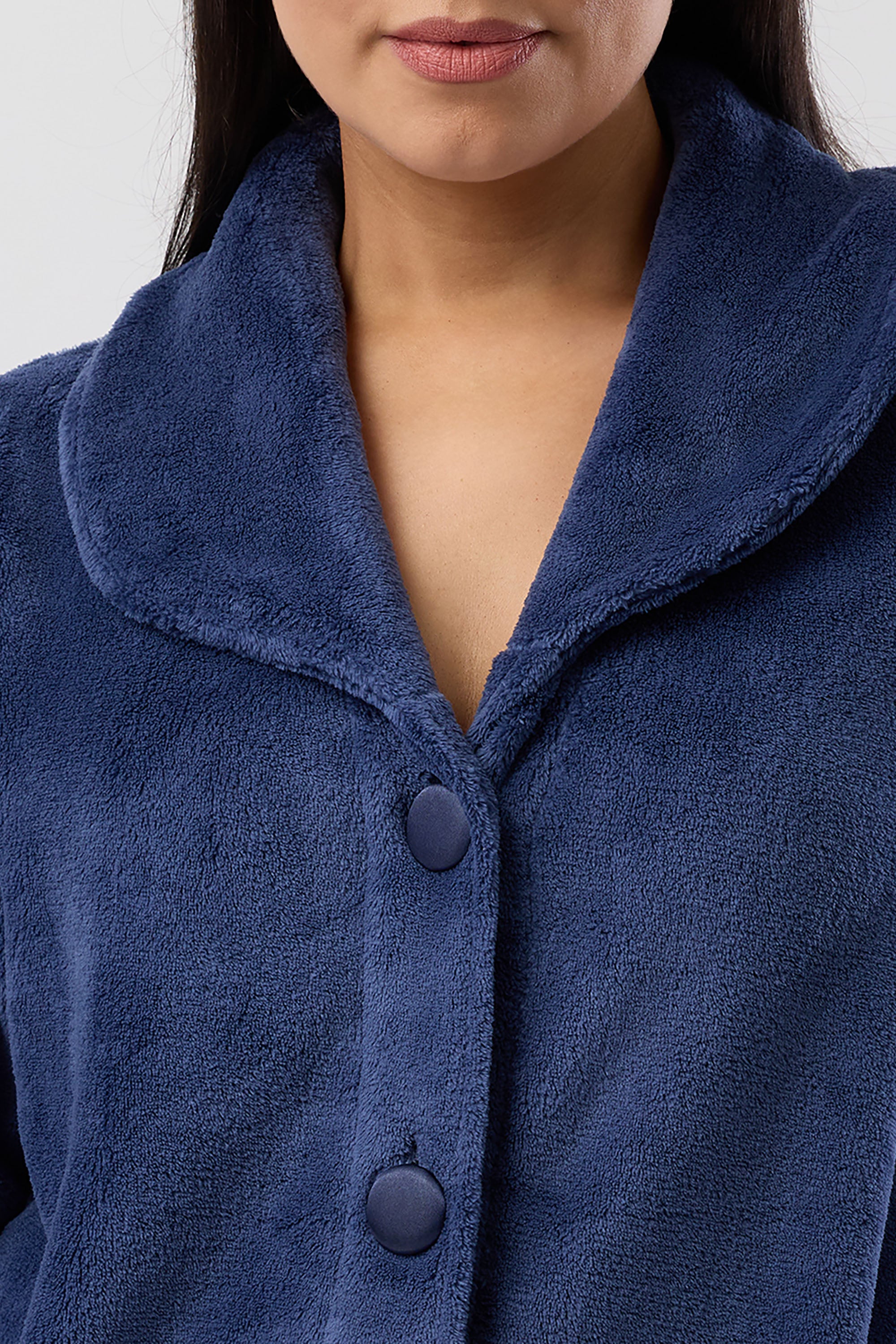 Yuu Polyester Fleece Bed Jacket -Navy(M/L/XL)
