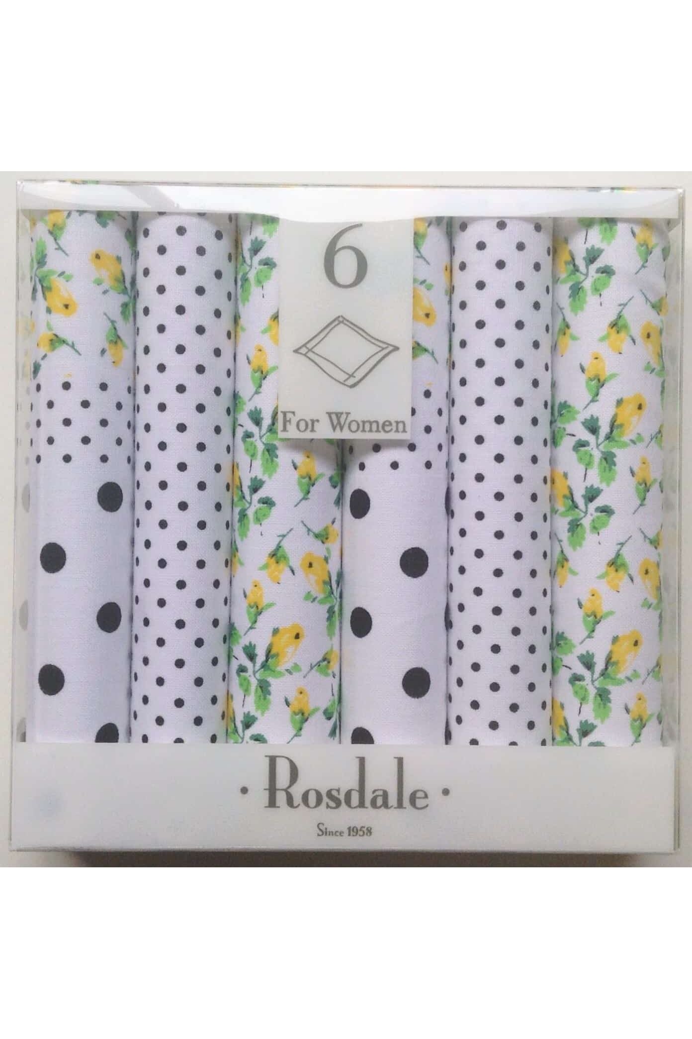 Rosdale 6 Pack Ladies Handkerchiefs -Yellow