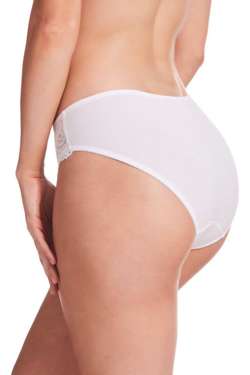 Kayser Cotton & Lace Hi Cut Brief -White