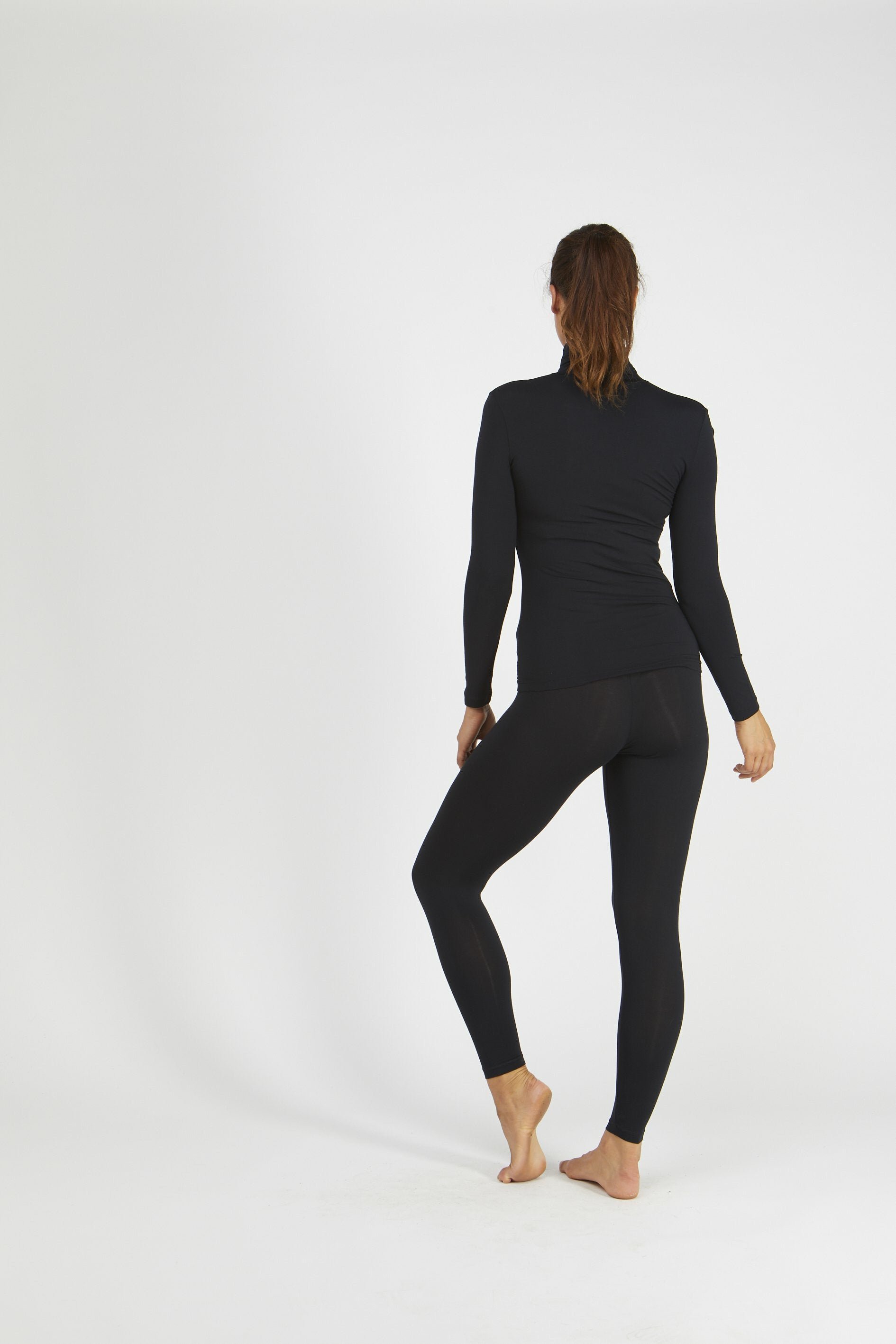 Tani Modal Bodyfit Turtle Neck Top -Black