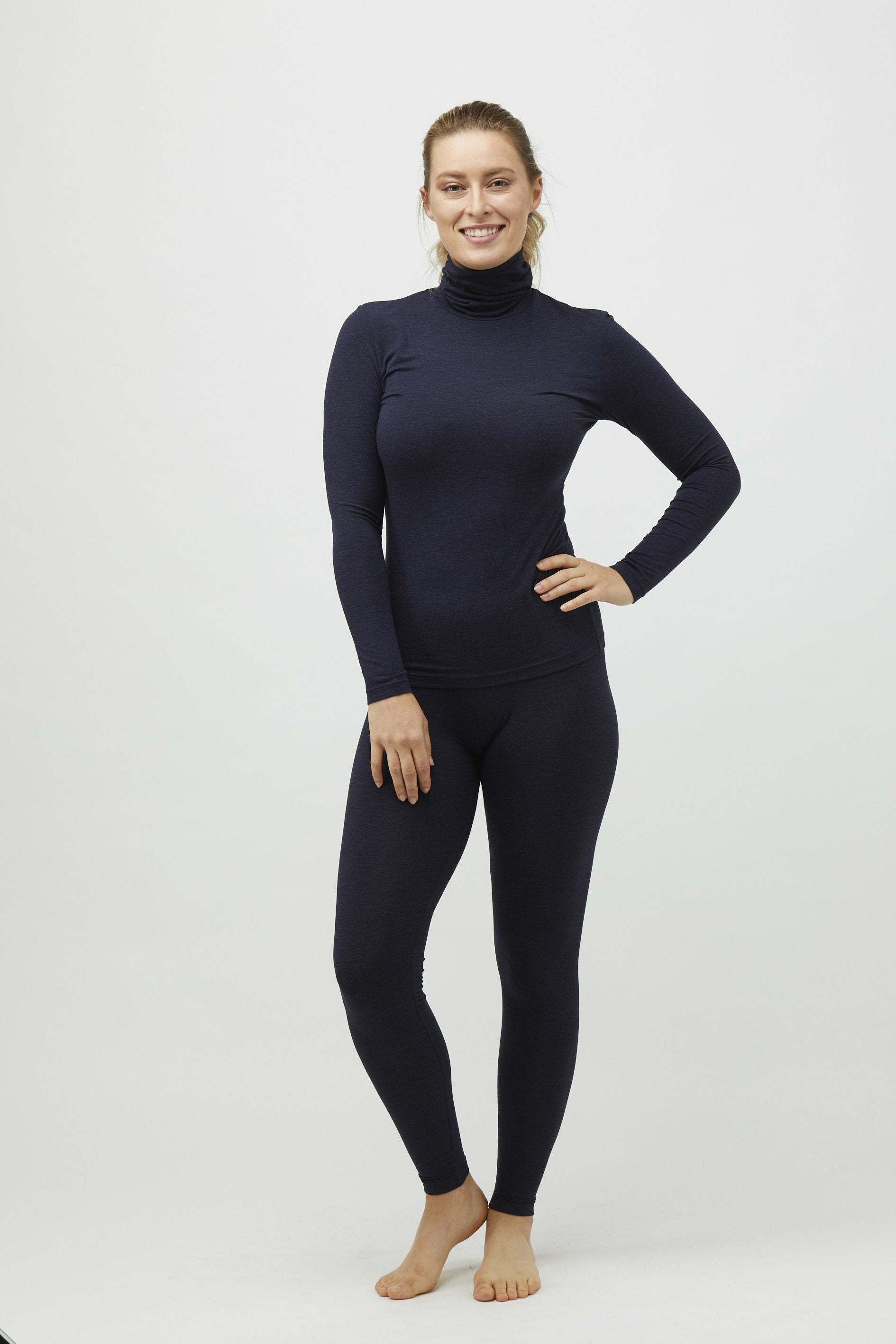 Tani Modal Bodyfit Turtle Neck Top -Midnight Marle(18 Only)