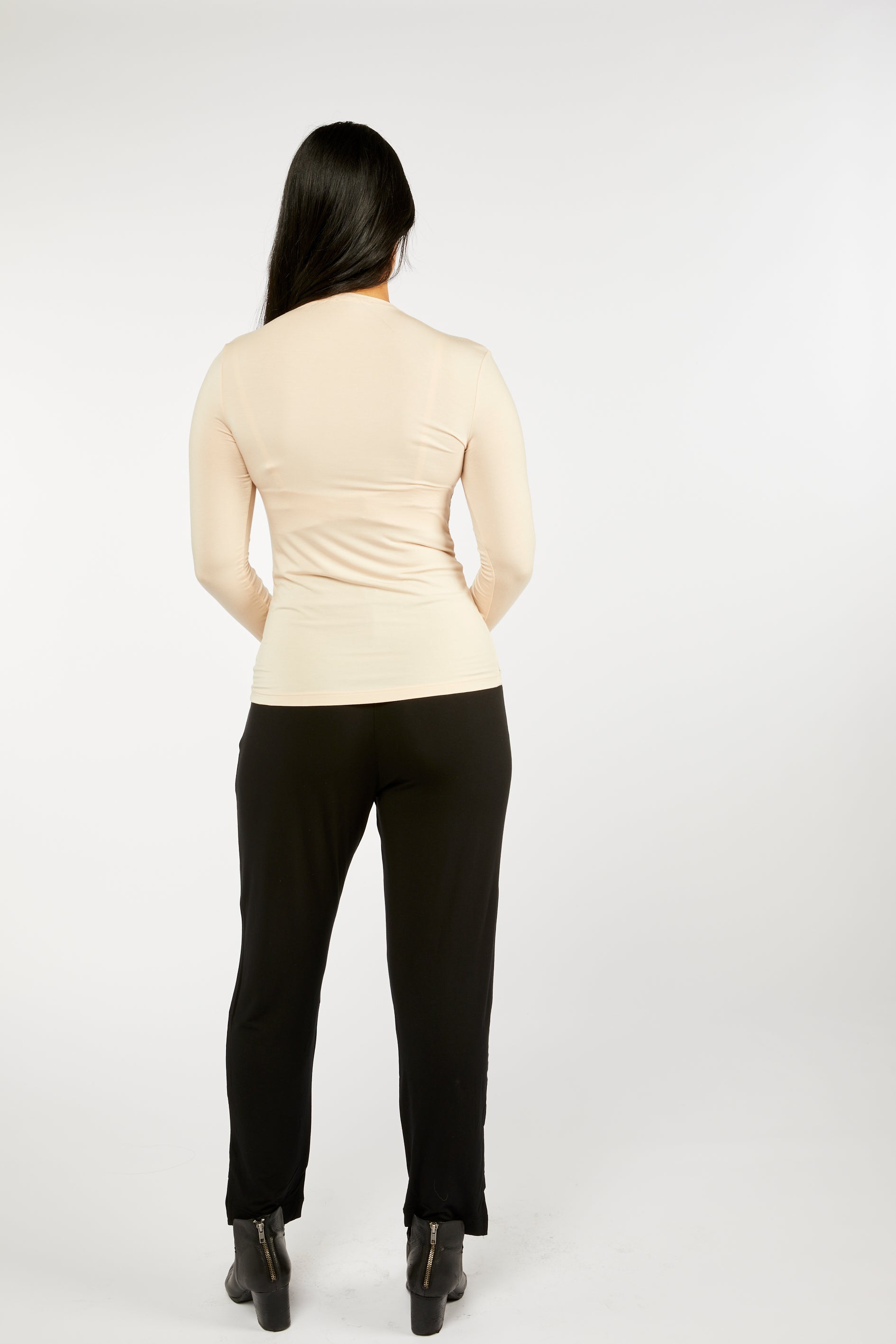 Tani Modal Bodyfit Scoop Neck Top -Nude