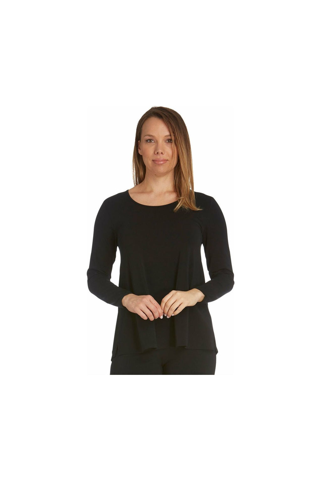 Tani Long Sleeve Modal Swing Top -Black