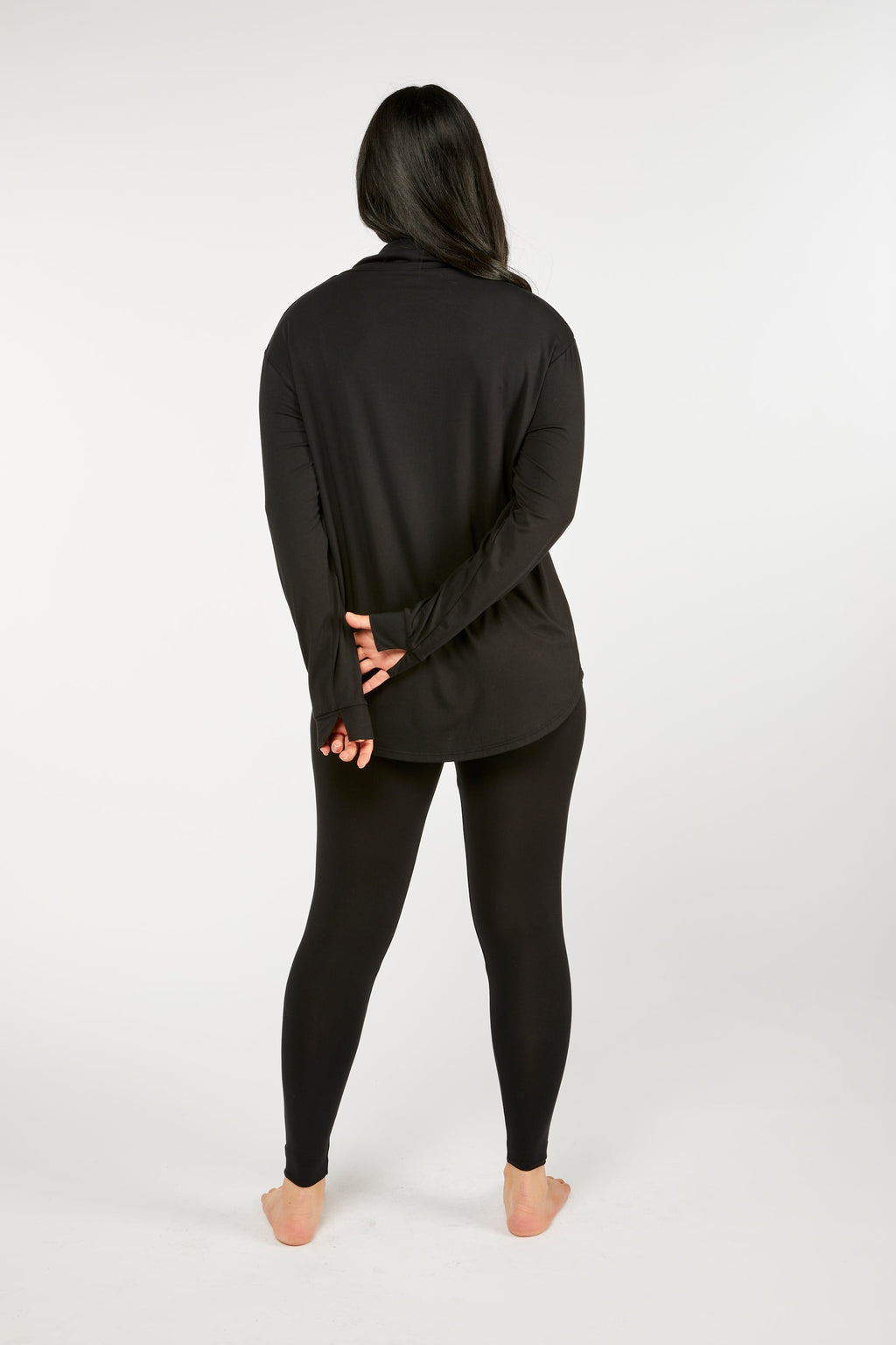 Tani Modal Long Sleeve Turtle Neck Top -Black
