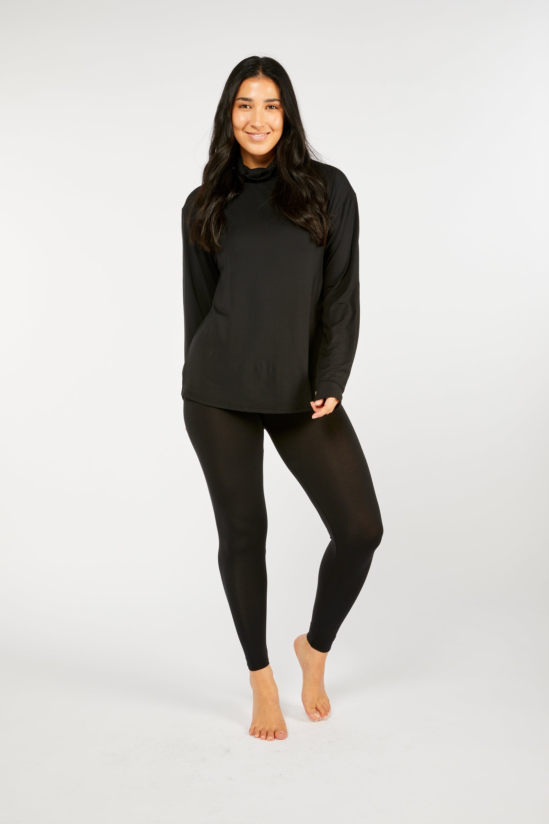 Tani Modal Relaxfit Turtle Neck Top -Black