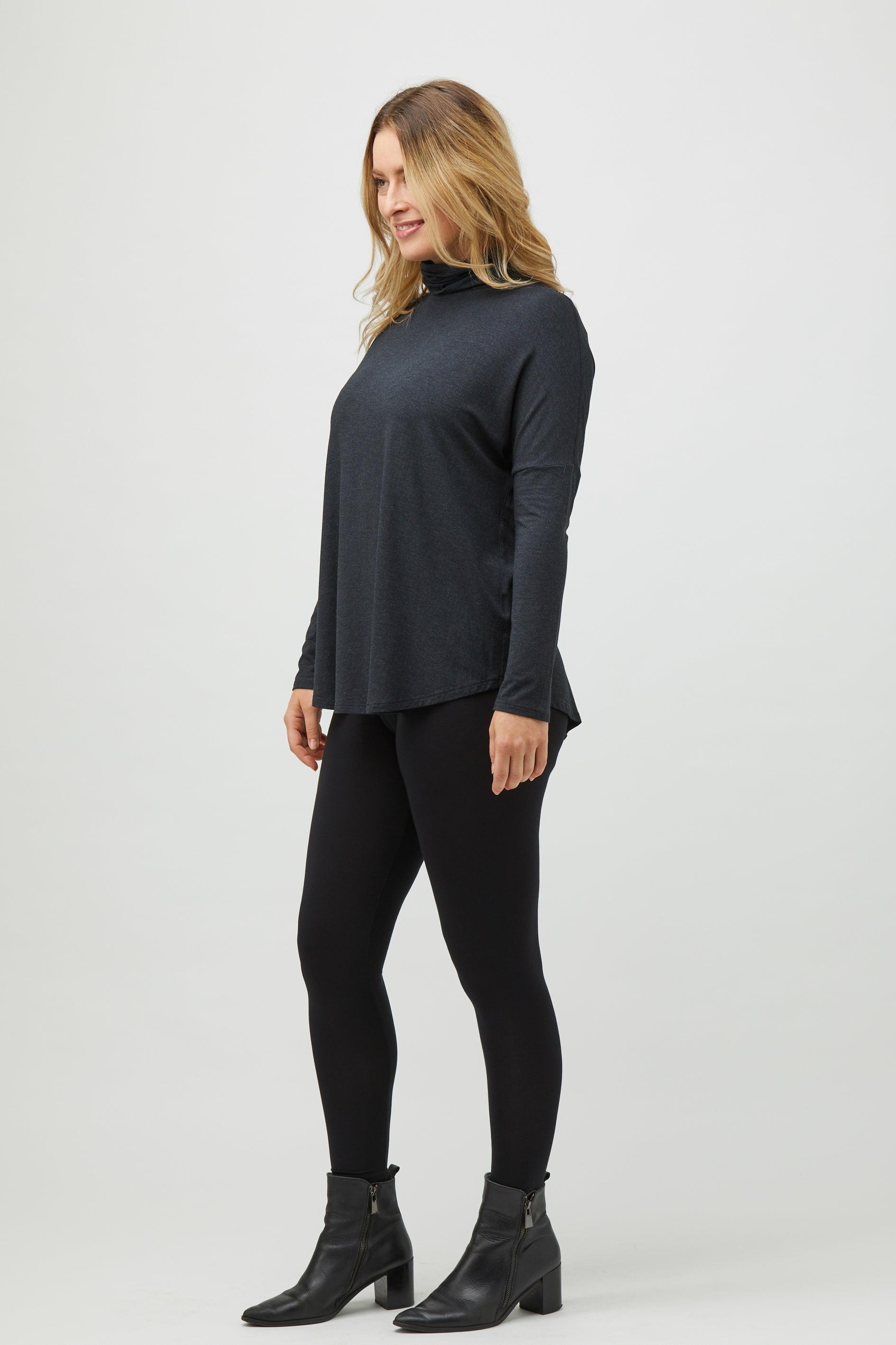 Tani Modal Swingfit Turtle Neck Top -Graphite Marle(14 & 16)