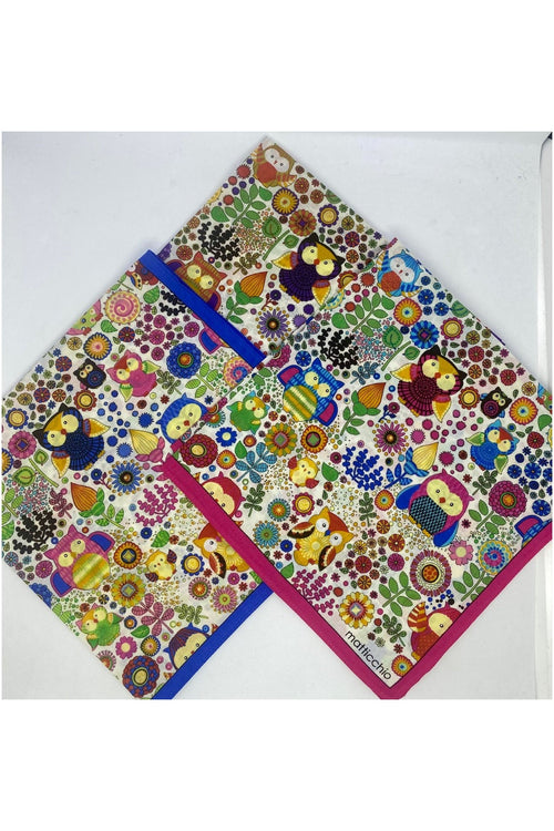 -Armando Caruso Owl Handkerchief -Purple Only