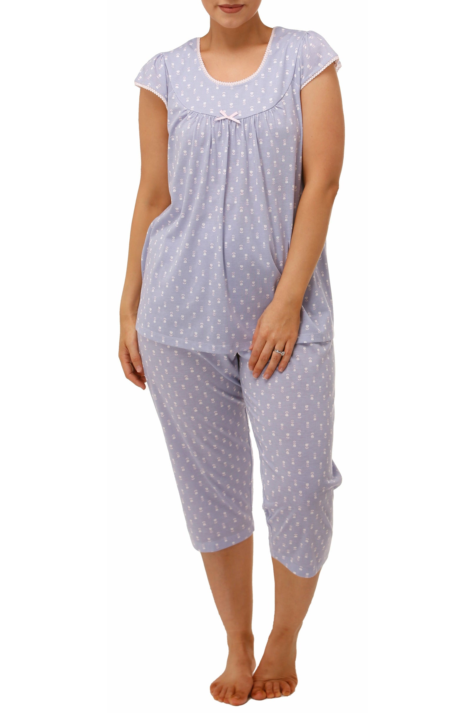 Schrank Tulip Cotton Jersey Capri Pyjama -Lavender(24 Only)