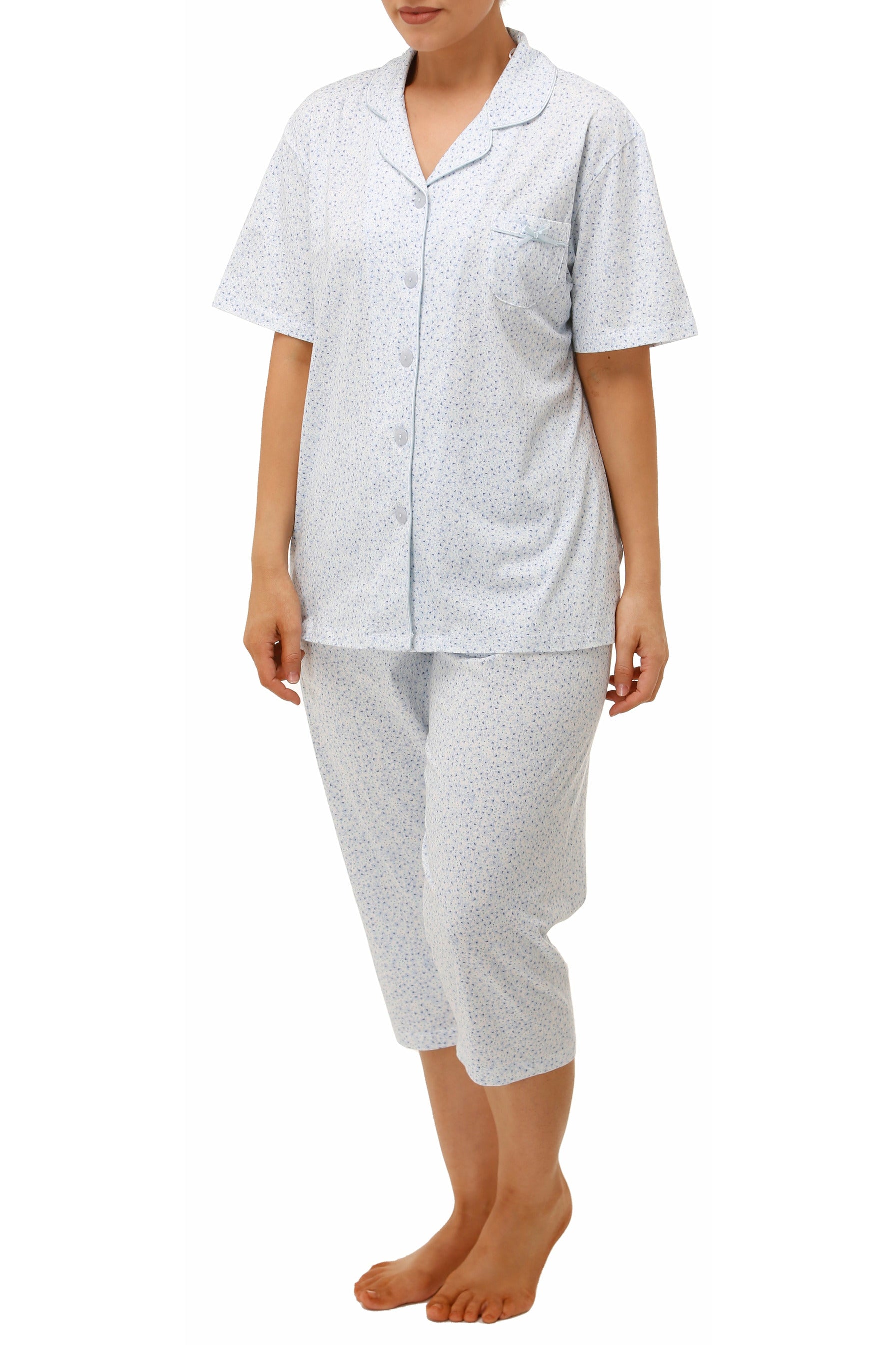 Schrank Ditsy Poly/Cotton Capri Pyjama -Blue(22 & 24)