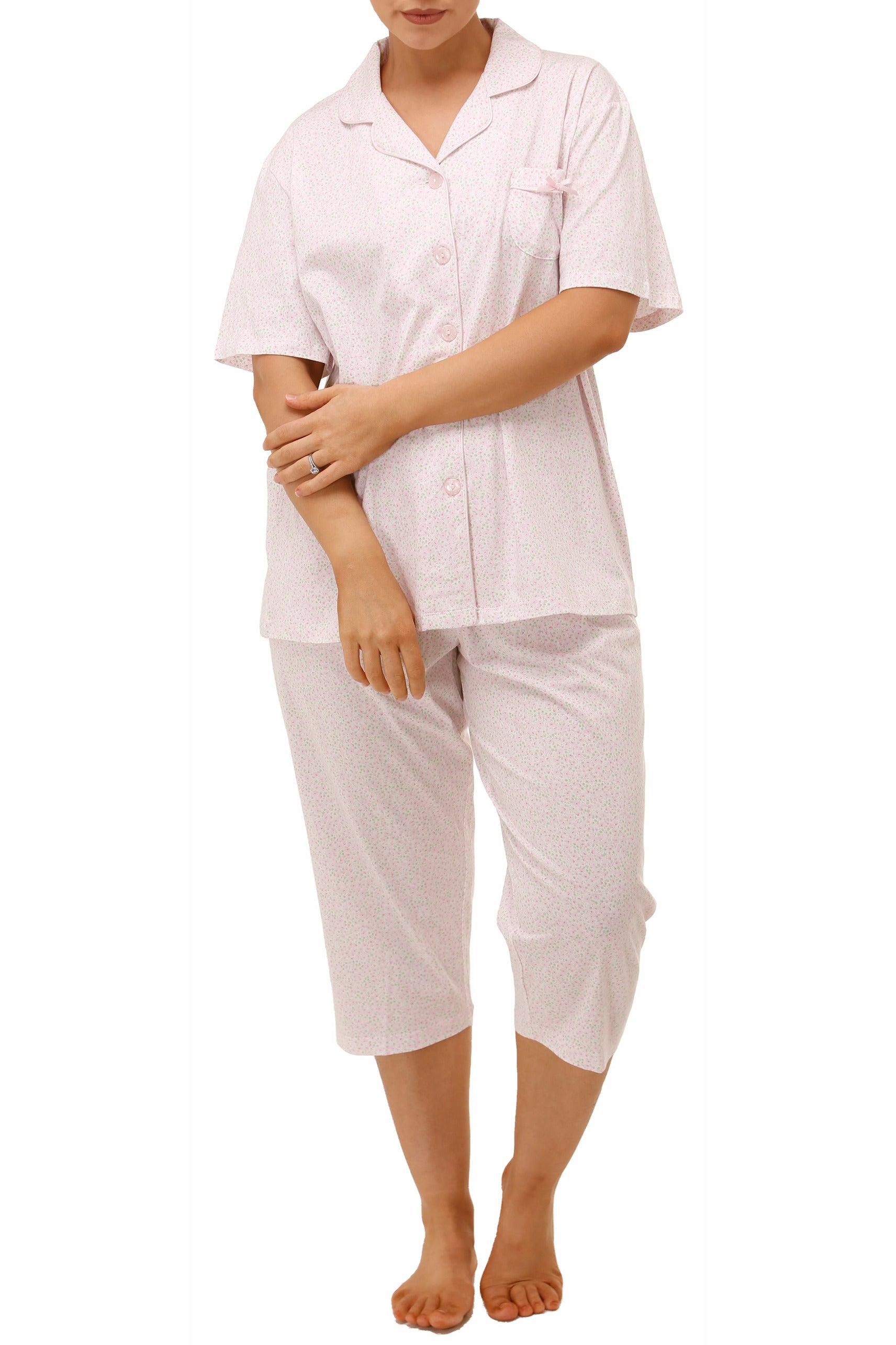 Schrank Ditsy Poly/Cotton Capri Pyjama -Pink(22 & 24)