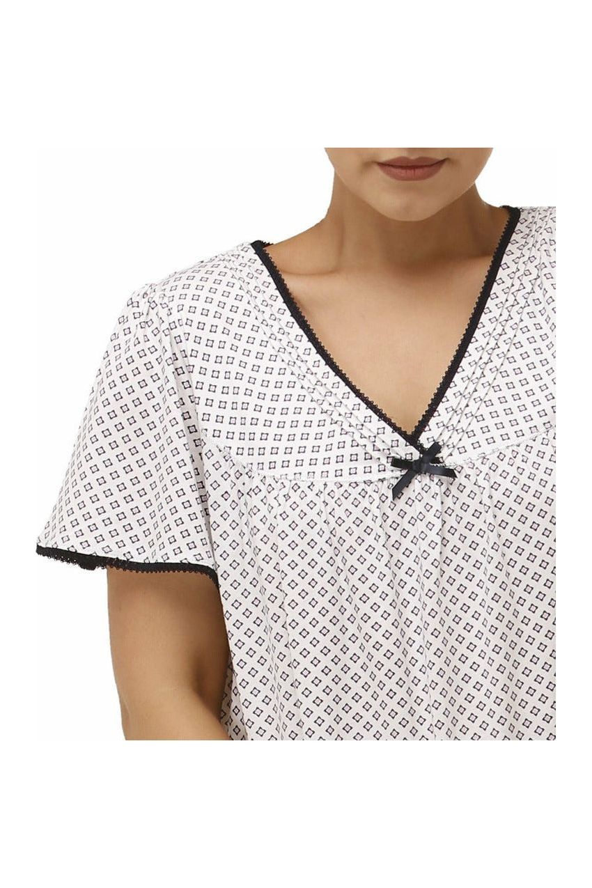 Schrank Aztec Cotton Jersey Short Nightie -White(24 Only)