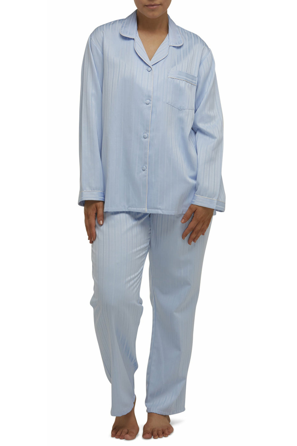 Schrank Self Stripe Satin Pyjama -Blue(24 & 26)