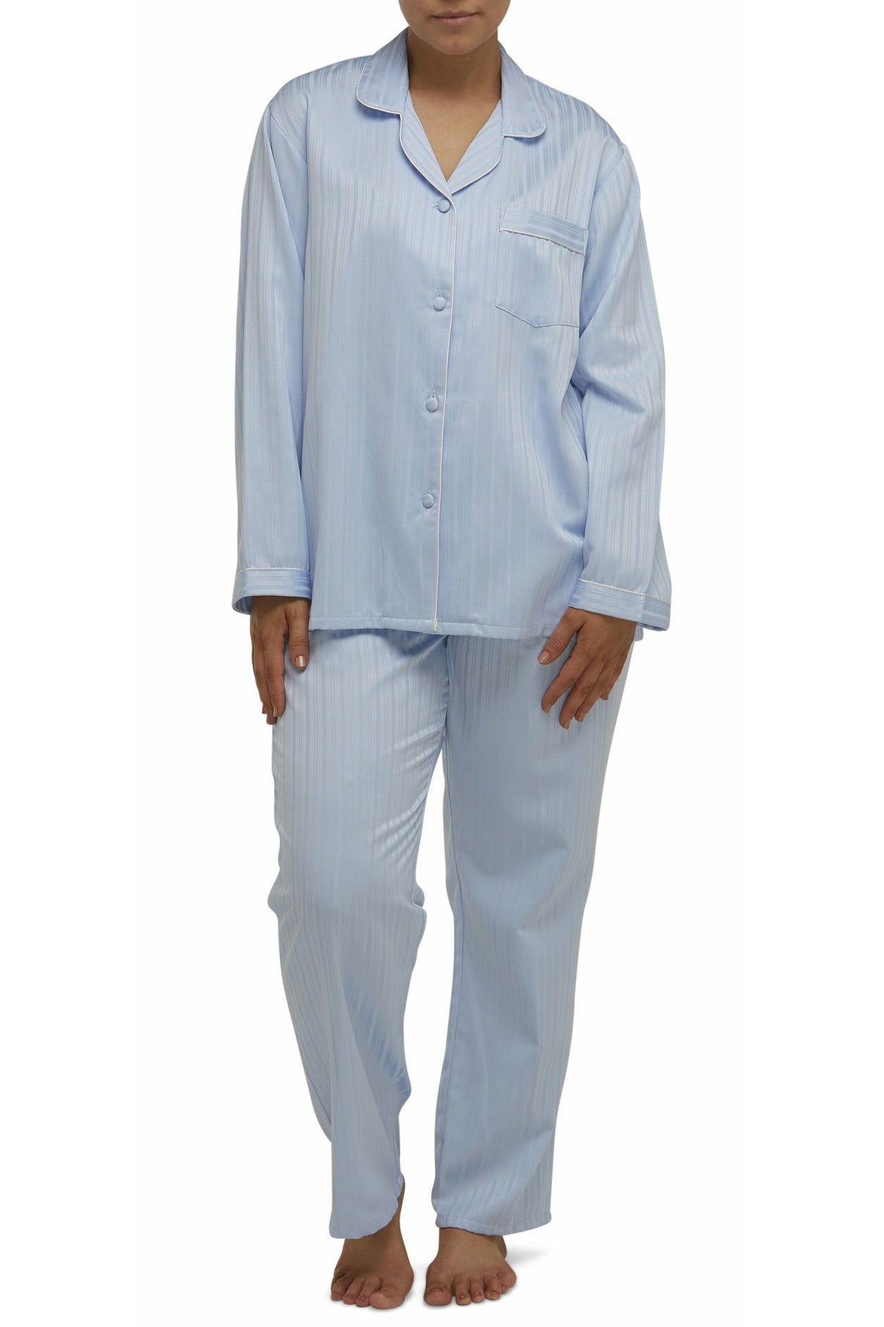 Schrank Self Stripe Satin Pyjama -Blue(24 & 26)