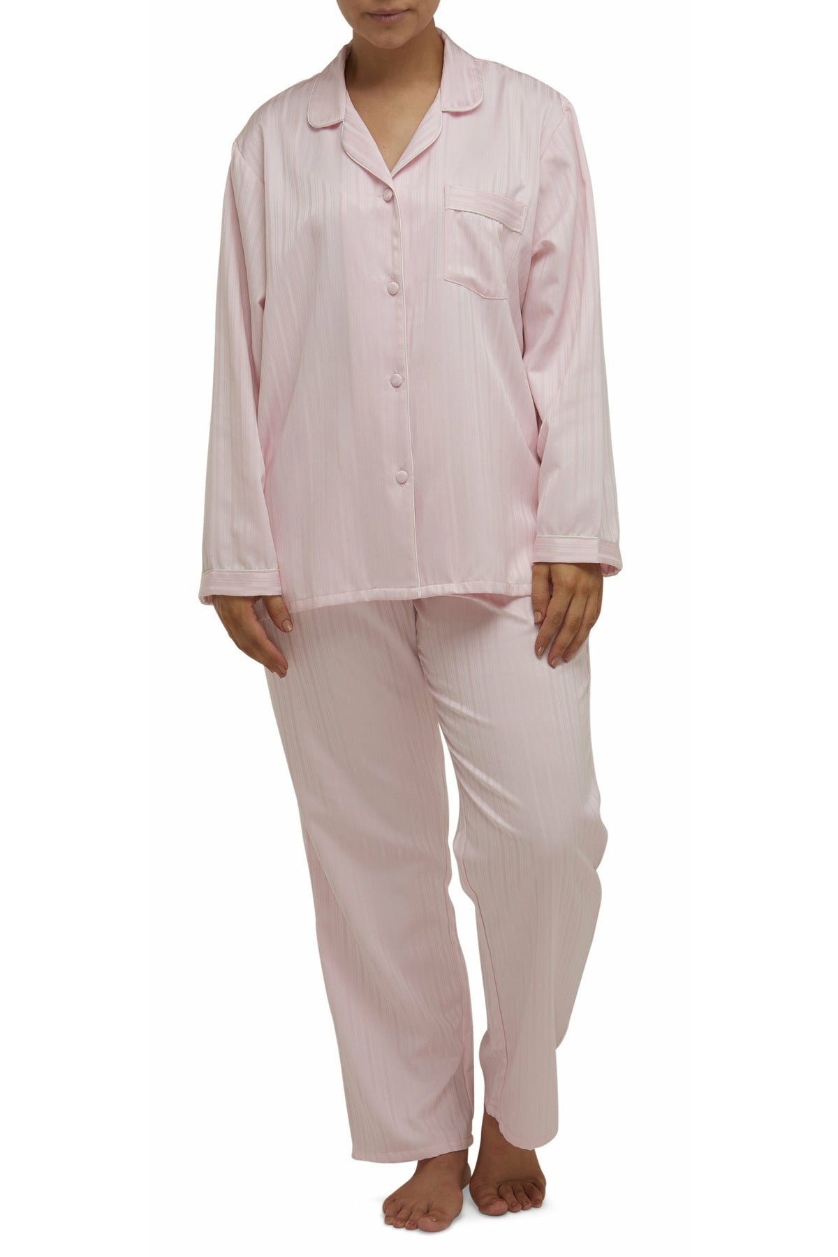 Schrank Self Stripe Satin Pyjama -Pink(26 Only)
