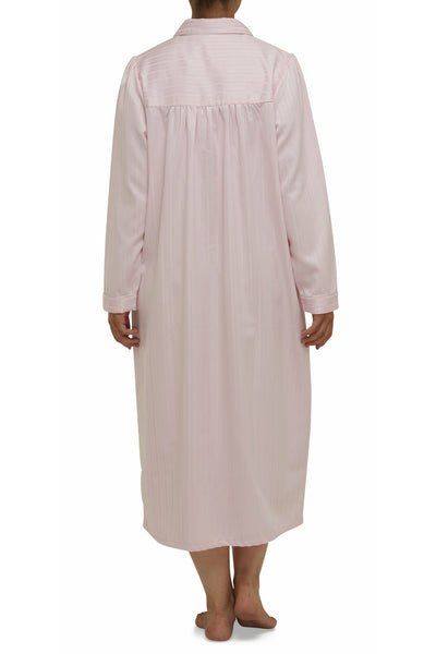 Schrank Self Stripe Sateen Long Nightie -Pink(12 Only)