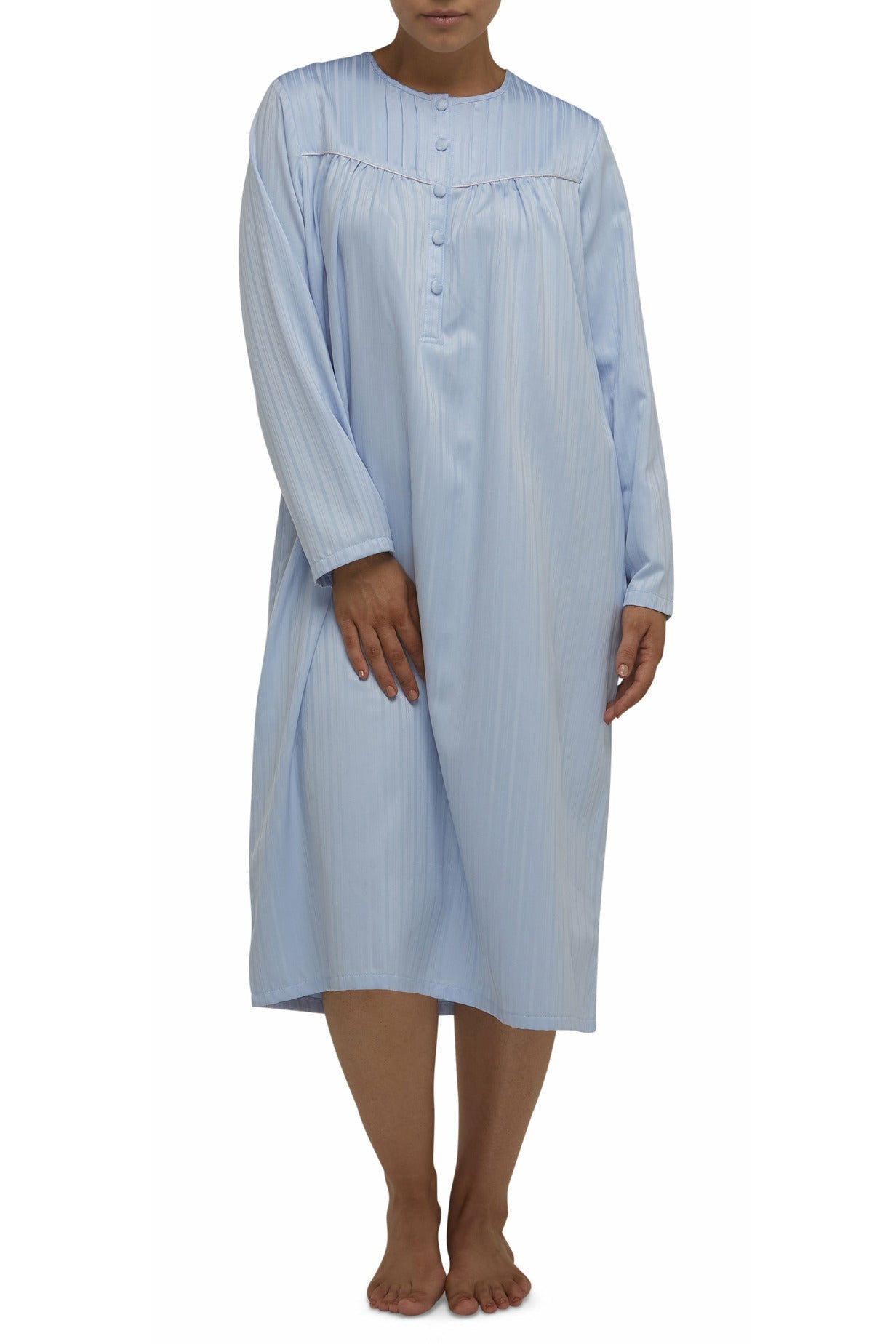 Schrank Self Stripe Sateen Mid Nightie -Blue(22 Only)
