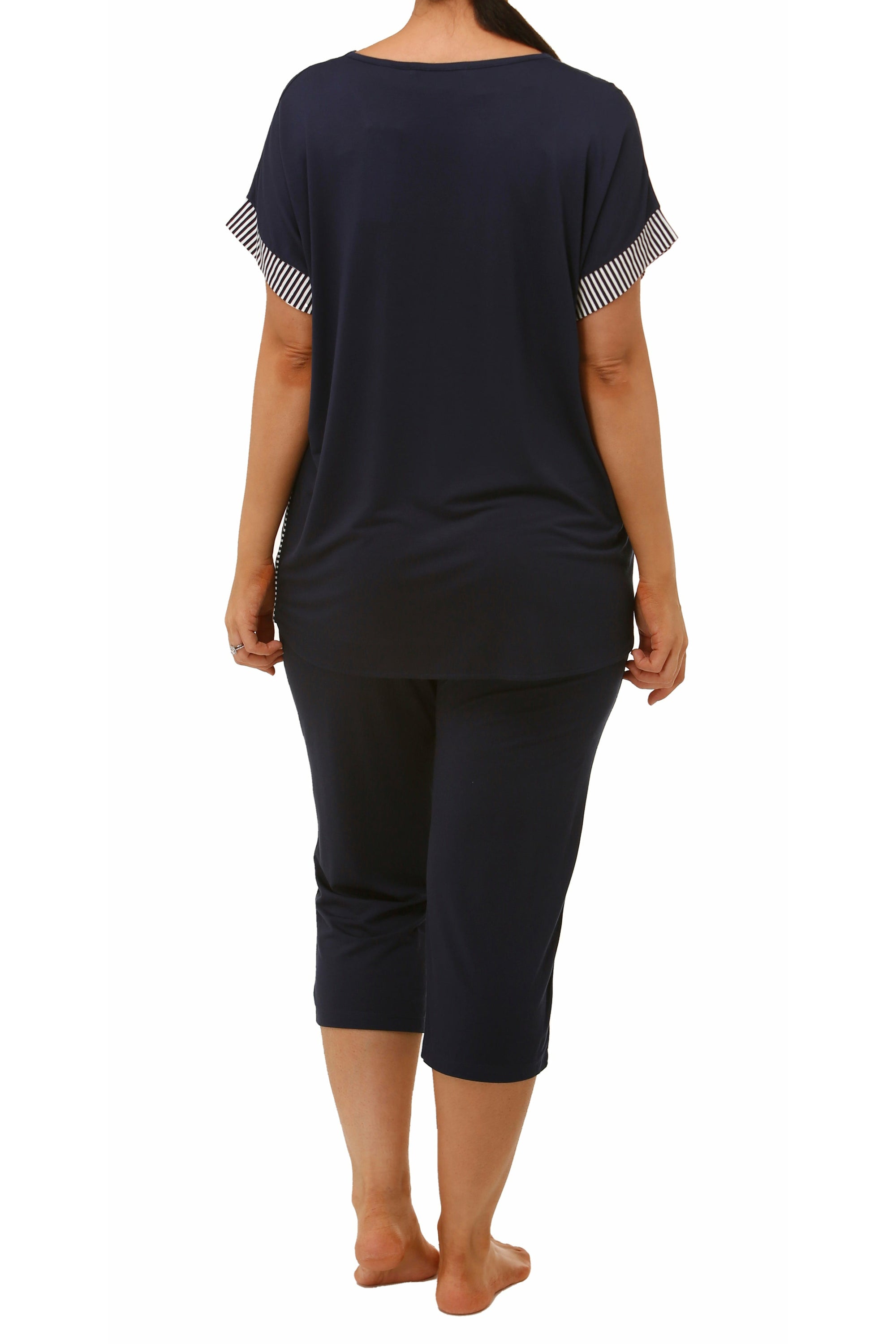 Yuu NYC Viscose Knit Capri Pyjama -Navy(2X Only)